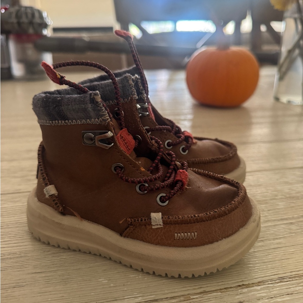 Hey Dude Brown and Red Kids Boots